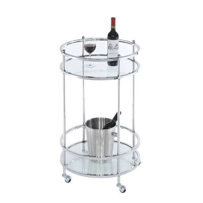 Royal Crest Bar Cart With Wheels Chrome - Breighton Home 4 Royal Crest Bar Cart With Wheels Chrome - Breighton Home - Image 2