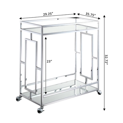 Town Square Bar Cart Clear Glass/Mirror/Chrome - Breighton Home 6 Town Square Bar Cart Clear Glass/Mirror/Chrome - Breighton Home - Image 4