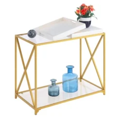 St Andrews Console Table White/Gold - Breighton Home -Living Room Furniture Store GUEST 0a35942e 641e 4697 8cab 25b225a441a6