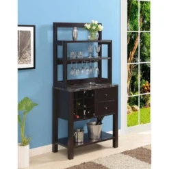 Newport 2 Drawer Serving Bar With Wine Rack And Shelves - Breighton Home