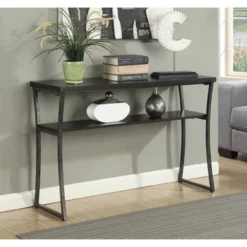 X Calibur Console Table Espresso/Slate Gray - Breighton Home
