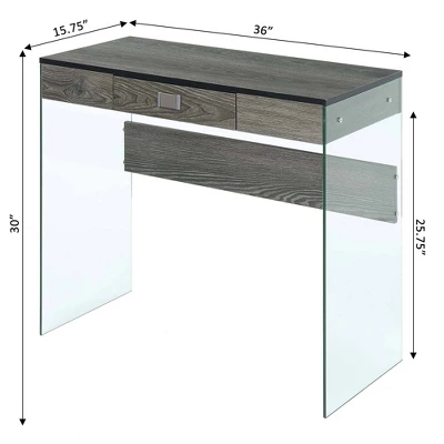 36" SoHo 1 Drawer Glass Desk - Breighton Home 5 36" SoHo 1 Drawer Glass Desk - Breighton Home - Image 3