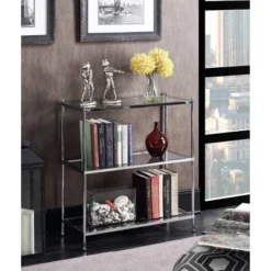 30.25" Royal Crest 3 Tier Bookcase Chrome - Breighton Home -Living Room Furniture Store GUEST 305e2a17 0ea2 4f60 895e b5a555e8a2e4