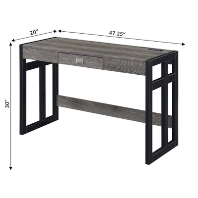 47" Monterey Desk With Charging Station Weathered Gray/Black - Breighton Home 7 47" Monterey Desk With Charging Station Weathered Gray/Black - Breighton Home - Image 6