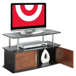 Deluxe 2 Door TV Stand For TVs Up To 36" With Cabinets Cherry - Breighton Home