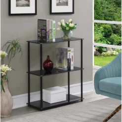26.5" Designs2Go Classic Glass 3 Shelf Bookshelf - Breighton Home