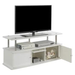 Designs2Go With 3 Cabinets TV Stand For TVs Up To 60" White - Breighton Home