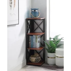 38.5" Oxford 3 Tier Corner Bookcase - Breighton Home -Living Room Furniture Store GUEST bd067783 0d92 4bee b31f 538d746f1b32