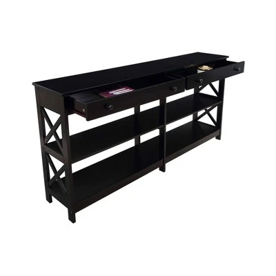 60" Oxford 2 Drawer Console Table With Shelves - Breighton Home 5 60" Oxford 2 Drawer Console Table With Shelves - Breighton Home - Image 3