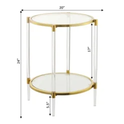 Royal Crest 2 Tier Acrylic Glass End Table Clear/Gold - Breighton Home -Living Room Furniture Store GUEST d6330ee4 388e 4081 b024 a4a0a291e434