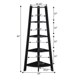 62" Newport 5 Tier Wide Corner Bookcase - Breighton Home -Living Room Furniture Store GUEST e54d2632 105a 429f 80cf ebe8fe92c3e3