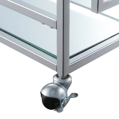 Town Square Bar Cart Clear Glass/Mirror/Chrome - Breighton Home 5 Town Square Bar Cart Clear Glass/Mirror/Chrome - Breighton Home - Image 3