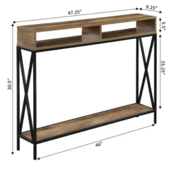 Tucson Deluxe Console Table With Shelf Weathered Barnwood/Black - Breighton Home -Living Room Furniture Store GUEST eddc339b 93ab 4ff8 b174 e21ff584dacd