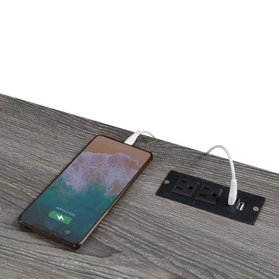 47" Monterey Desk With Charging Station Weathered Gray/Black - Breighton Home 6 47" Monterey Desk With Charging Station Weathered Gray/Black - Breighton Home - Image 5